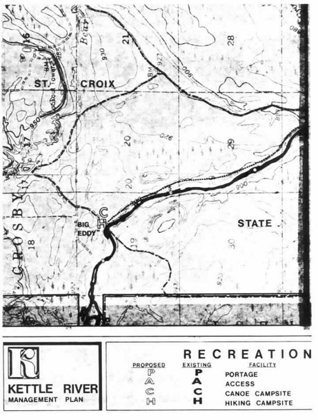 2 pages - Insert of Kettle River Recreation Management map, plate 8 here 