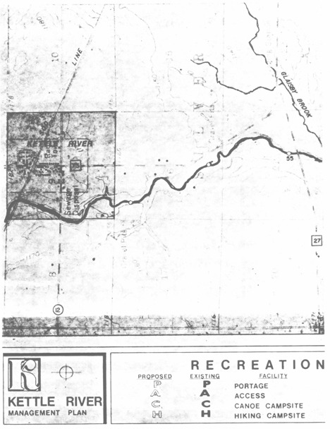 2 pages - Insert of Kettle River Recreation Management map, plate 1 here 