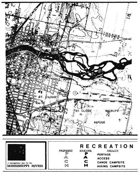 2 pages - Insert Mississippi River Recreation Management map, plate 1 here 